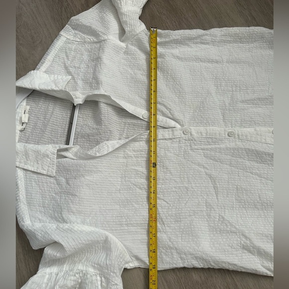 Beach Lunch Lounge Top Women’s Med Button Down White Short Sleeve V Neck Summer - Picture 4 of 6